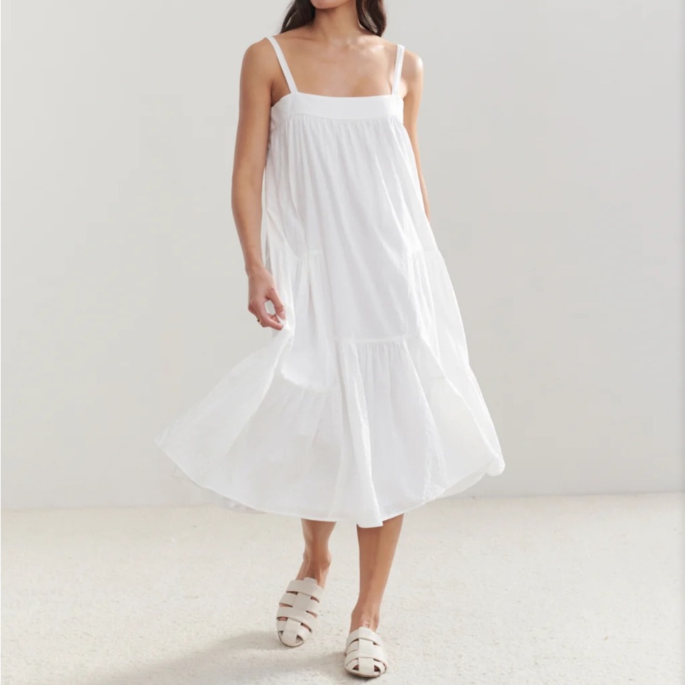NWT! JENNI KAYNE Seersucker Summer Dress in Ivory - S